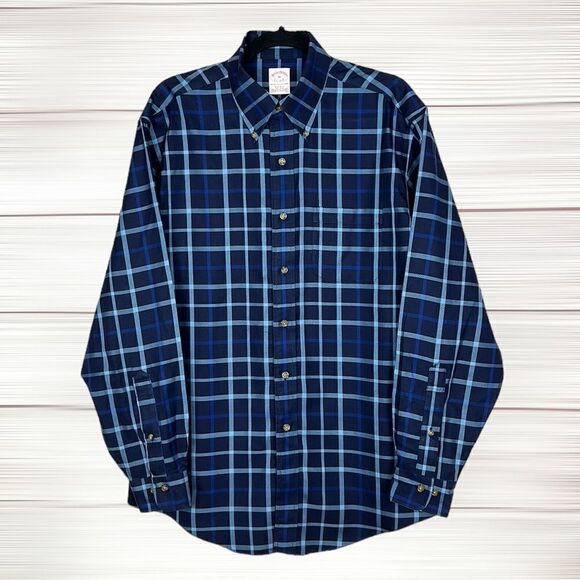 Brooks Brothers Long Sleeve Cotton Blue Plaid Button Down Shirt Regular Fit M - Picture 4 of 11